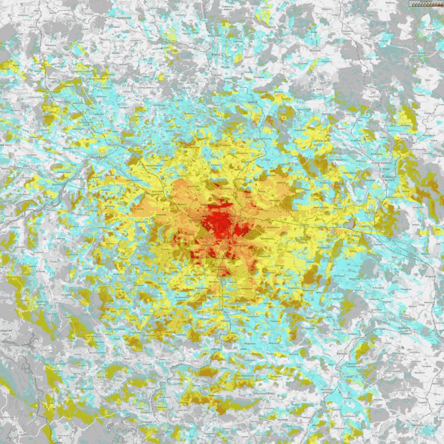 Mapa pokrytí Strakonice